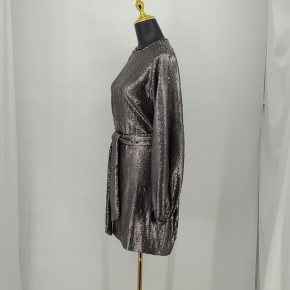 Anine Bing Angie Antique Silver Sequin Mini Dress Women's Cocktail Size XS - Picture 5 of 15